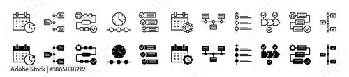 Timeline icon set. Time management and Action plan symbol. Vector illustration.