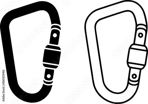 Carabiner Clip Hook Minimal Vector Icon Set
