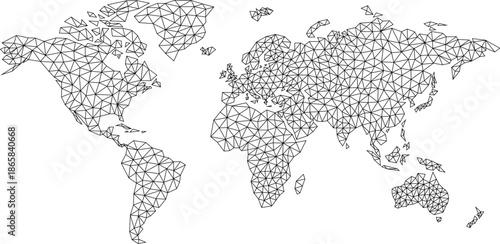 Triangles world map background illustration of world map made up of mesh of triangle shapes