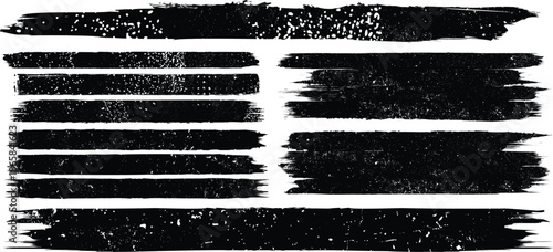 Grunge Paint Roller . Vector brush Stroke . Distressed banner . Black stripes isolated. paintbrush edge collection . Modern Textured shape . Dry border in Black . Bulge lines
