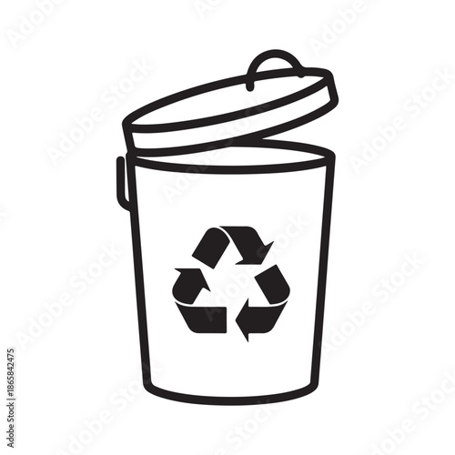Open recycling bin with recycle symbol