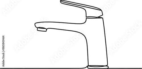 Modern Chrome Faucet Mock up Featuring Clean Lines and a Sleek Design on an Isolated White Background for E-Commerce and Product Showcasing. 