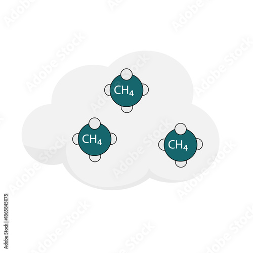 Stylized vector Methane Molecule (CH₄) – Scientific Illustration for Education, Presentations, and Infographics, Transparent Background, High-Resolution Adobe illustrator