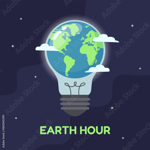 Earth hour poster. Vector illustration