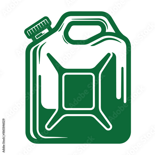green metal oil can icon with handle and cap for fuel storage container symbol