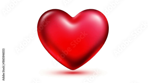 Radiant glossy red 3D heart icon, a universal symbol of love, passion, and deep affection, ideal for heartfelt digital and print design expressions