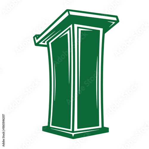 Green podium lectern for public speaking and presentations in meetings  isolated on transparent background