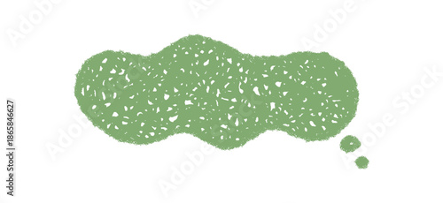 Green crayon speech cloud in a fluid, sketch style. This unique bubble design blends chat and comment with a thought element. Illustration suits dialogue and message context with creative flair.