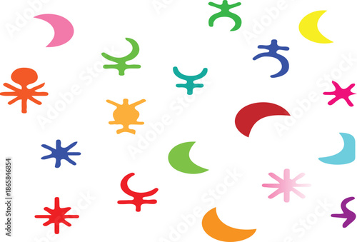 Colorful Astrological and Planet Symbol Seamless Pattern Vector on White Background