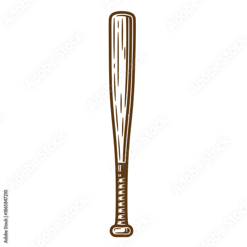 Vintage Brown baseball bat on white background