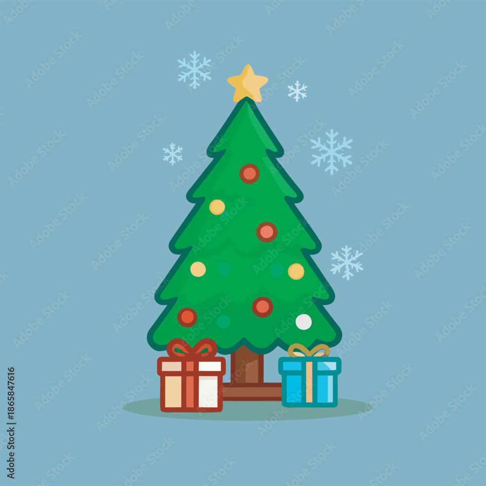 Obraz premium Christmas tree with gifts around base.