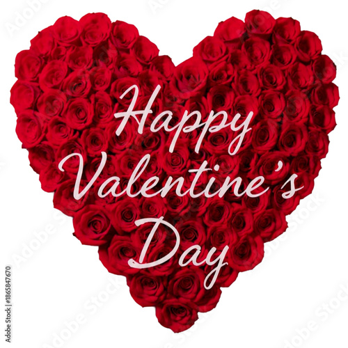 Happy Valentine's Day Heart Made of Red Roses