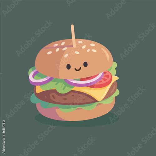 Burger with lettuce and cheese layers.