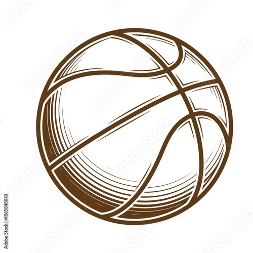 Vintage Brown basketball illustration isolated on white background for sports concept