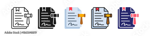 Legal Document Multiple Style Icon Set Collection. 