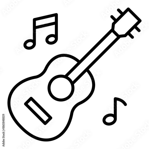 Guitar icon, symbolizing music, instrument, performance, and artistic expression with acoustic/electric guitar silhouette.