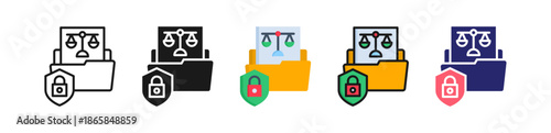 Privacy Law Multiple Style Icon Set Collection. 