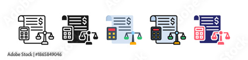 Tax Law Multiple Style Icon Set Collection. 