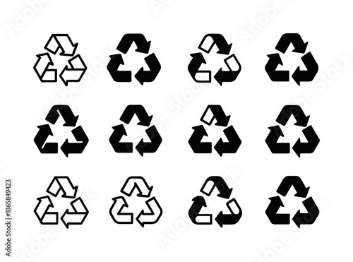 Ethical Consumerism Logos. ethical consumerism trends. Icon set. Set Logo of ethical consumerism trends: recycled material loop. harmonious logo variations of