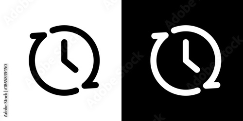 回転する矢印の時計アイコン 時間更新・同期を表すUIベクター