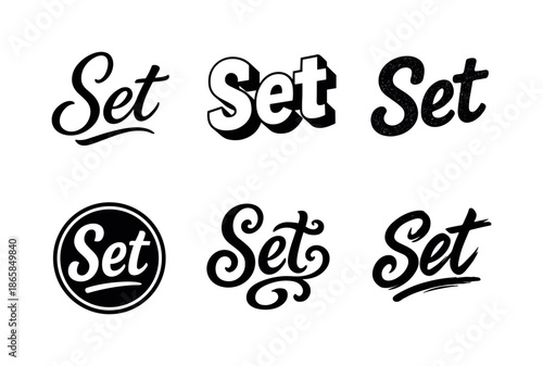 Creative Lettering Variations. Strict clarity mindset. Set lettering. harmonious lettering variations of the same emblematic concept, each with different