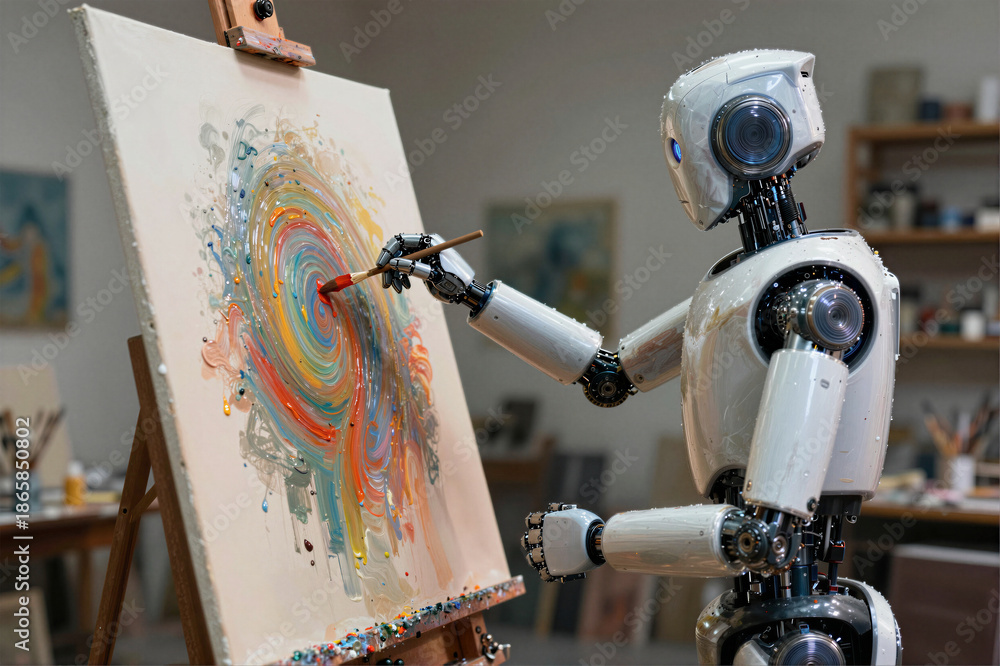 Robot Artist Painting Abstract Art