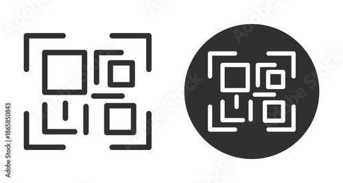 QR code frame box, template. QR code with inscription scan me with smartphone. Scan me icon. Scan qr code icon for payment, mobile app