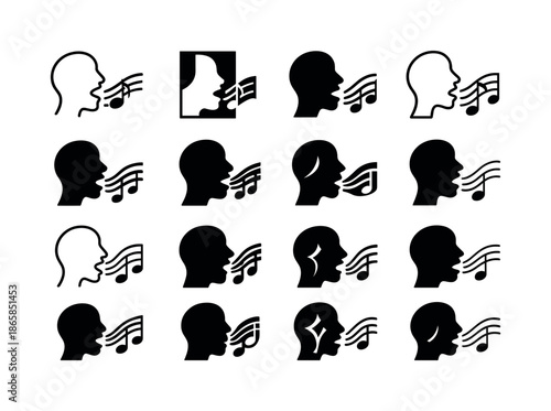 Jazz Blues Icon Set. Jazz and blues vocal styles. Icon set. Set Logo of jazz and blues vocal styles: music staff wave. harmonious logo variations of the same