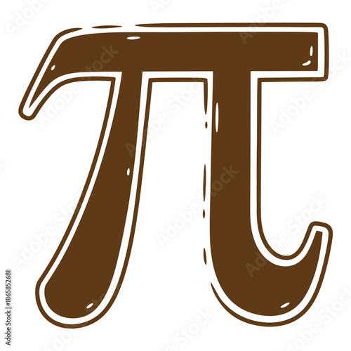 Vintage Brown pi symbol isolated on white background