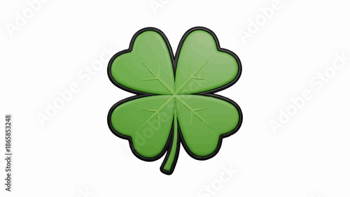 A vibrant green four-leaf clover, symbolizing luck and nature