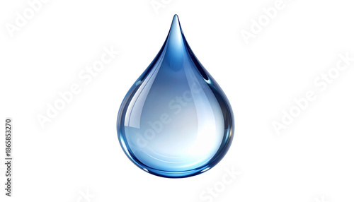Ultra-realistic single water droplet with crystal-clear transparency, smooth refraction, glossy surface, soft studio lighting, sharp focus, clean cutout, isolated on transparent background