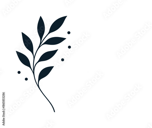 Organic Minimalism Artistry. Organic minimalism. A clean layout with a single branch forming fluid contours; floating dots hinting at quiet growth. Light