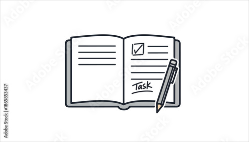 An open notebook with a checklist and a pencil, illustrating task management or study.