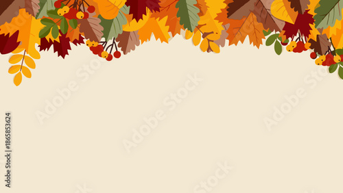 Autumn Leaves Background Design, Seasonal Graphic, Nature Aesthetic