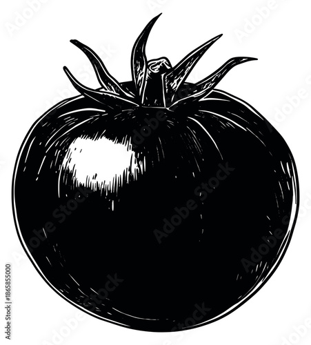Hand drawn illustration of a tomato depicting fresh produce for healthy eating