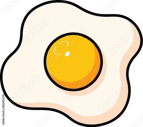 A simple illustration of a fried egg with a bright yellow yolk