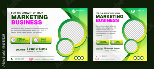 Digital marketing corporate social media live webinar cover banner vector template