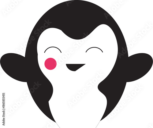 Cute penguin character with blushing cheek