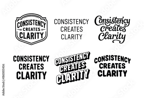 Creative Lettering Grid. Consistency creates clarity. Set lettering. harmonious lettering variations of the same emblematic concept, each with different