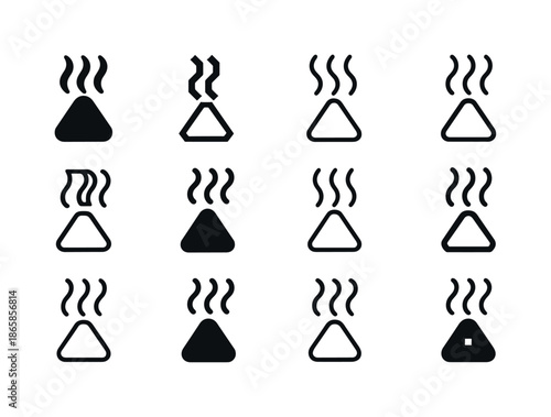 Toxic Fumes Icons. Toxic fumes. Icon set. Set Logo of toxic fumes: corrosive vapor symbol. harmonious logo variations of the same emblematic concept, each with