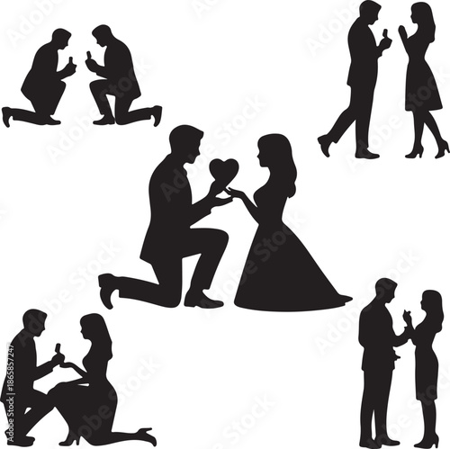 Silhouettes of Couples in Romantic Scenes