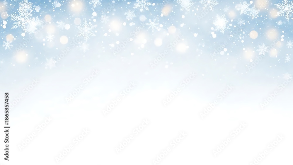 Fototapeta premium Snowflakes Falling on Blue Background falling snow winter 1