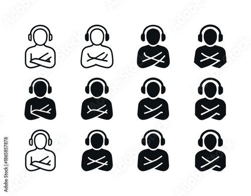 Solitude Logo Variations. Embracing Solitude and Personal Time. Icon set. Set Logo of Embracing Solitude and Personal Time: headphones representing a personal