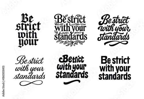 Diverse Lettering Grid. Be strict with your standards. Set lettering. harmonious lettering variations of the same emblematic concept, each with different