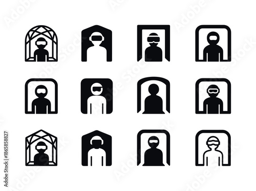 Virtual Reality Logos. Virtual reality and its impact on the internet experience. Icon set. Set Logo of Virtual reality and its impact on the