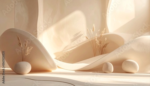 Zen Interior with Minimalist Decor and Sunlight