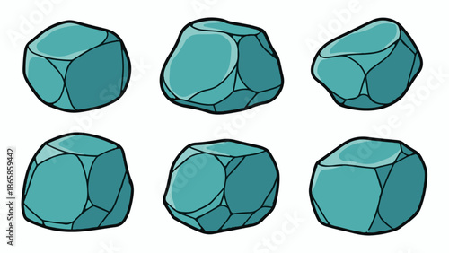 Six faceted teal stones in two rows of three