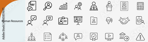 Set of 24 Human Resources and Talent Management Line Vector Icons