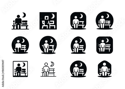 Alone Emblem Variations. The Emotional Impact of Being Alone in Hard Times. Icon set. Set Logo of The Emotional Impact of Being Alone in Hard Times: empty