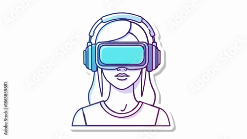 Stylized portrait of a person wearing virtual reality headset and headphones